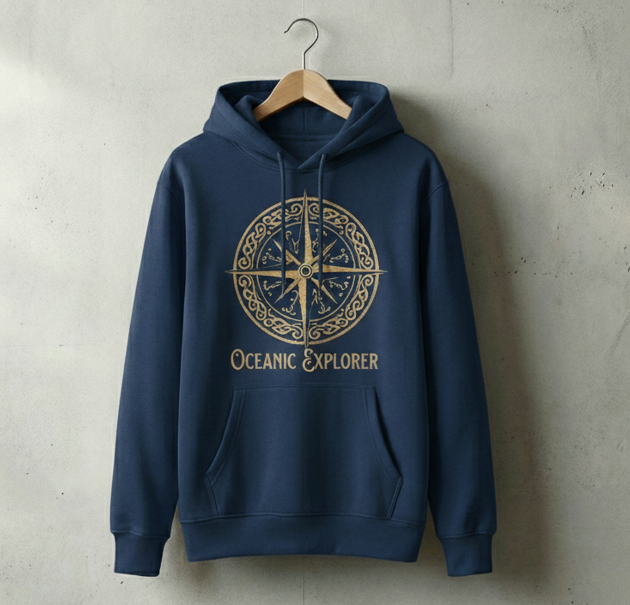 Oceanic Explorer Compass Hoodie (Navy Blue)