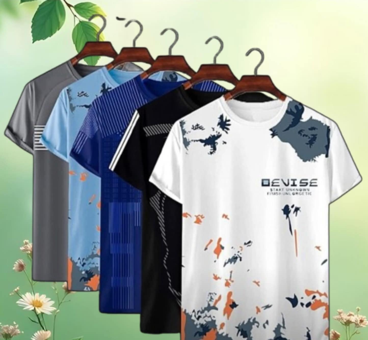 আকর্ষণীয় টি-শার্ট  👕 প্রিমিয়াম কোয়ালিটি • সফট ফেব্রিক চায়না চিনি গুড়া মেশ কাপড়।